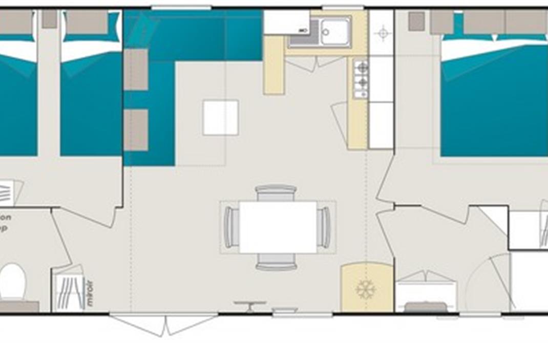 Camping Locmariaquer Plan mobil-home 2 chambres Grand confort 2015 - Camping de La Tour - Locmariaquer