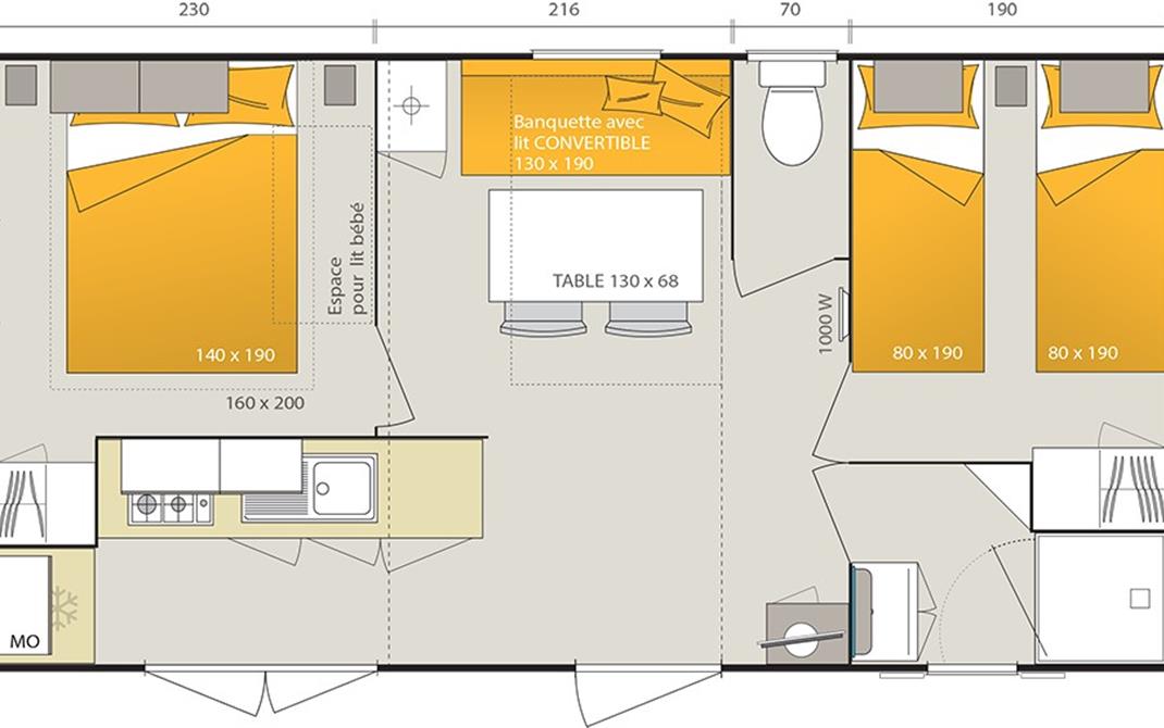 Camping Locmariaquer plan mobil-home - Camping de La Tour - Locmariaquer