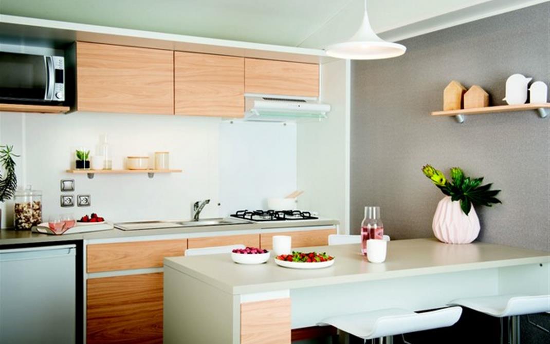 Camping Locmariaquer mobil-home 4 personnes cuisine  - Camping de La Tour - Locmariaquer