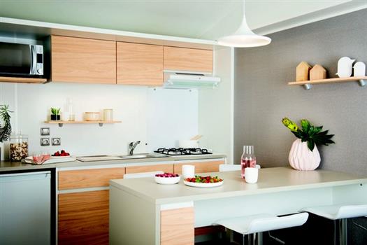 Camping Locmariaquer mobil-home 4 personnes cuisine  - Camping de La Tour - Locmariaquer